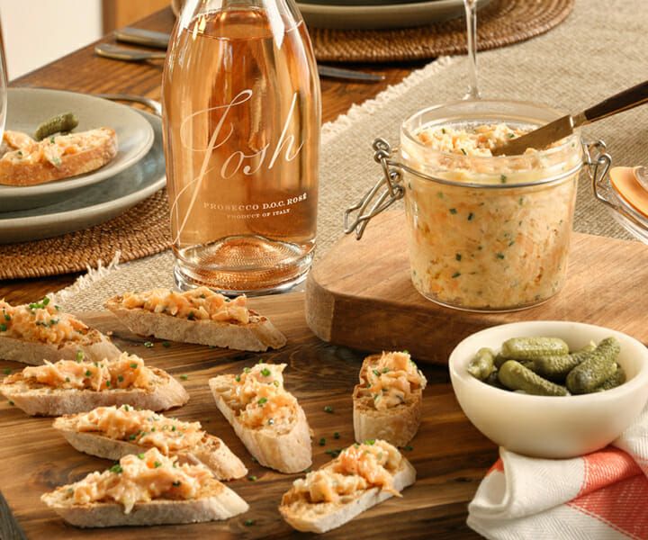 Josh Cellars Prosecco Rose with salmon rillettes