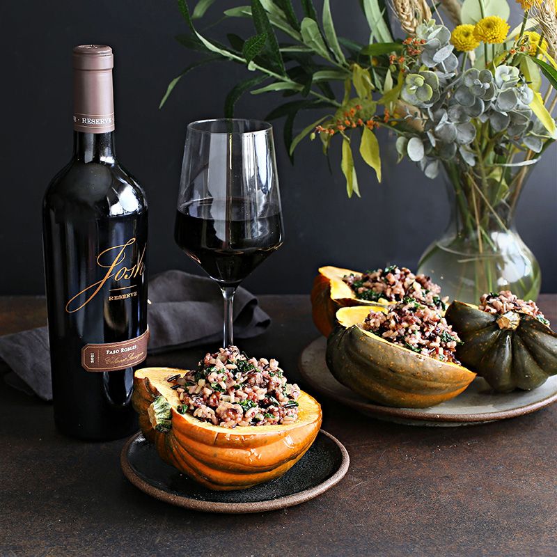 Josh Cellars wine with stuffed squash