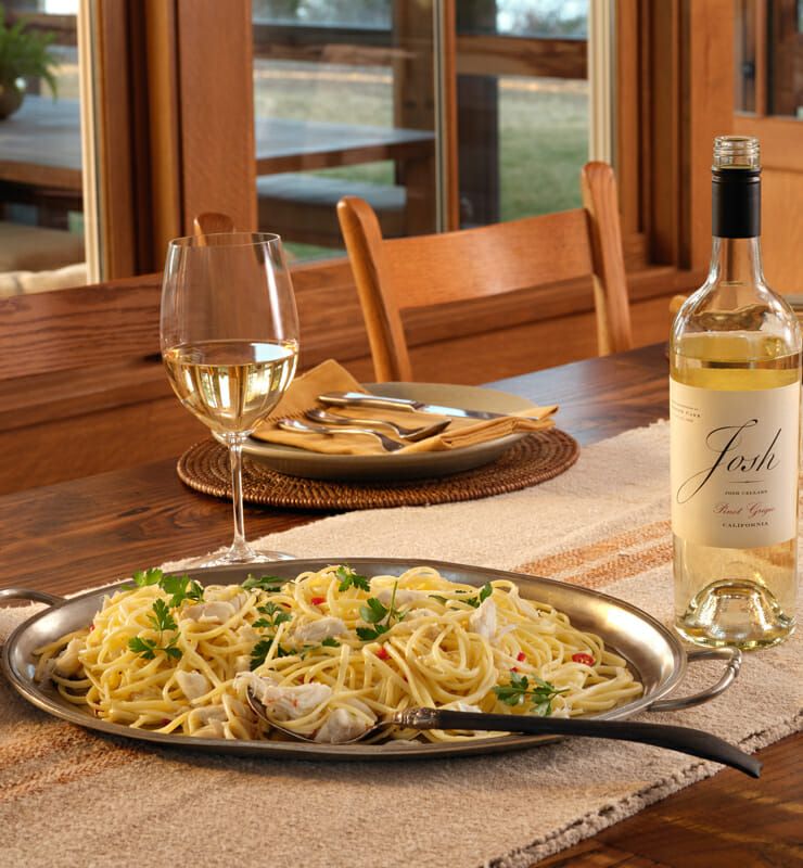 Josh Cellars wine with crab linguine