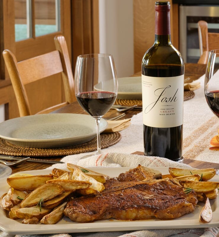 Josh Cellars Legacy with porterhouse