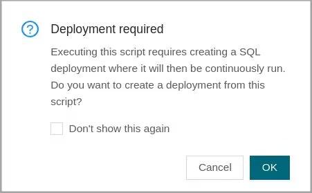 Figure 8: SQL Deployment dialog