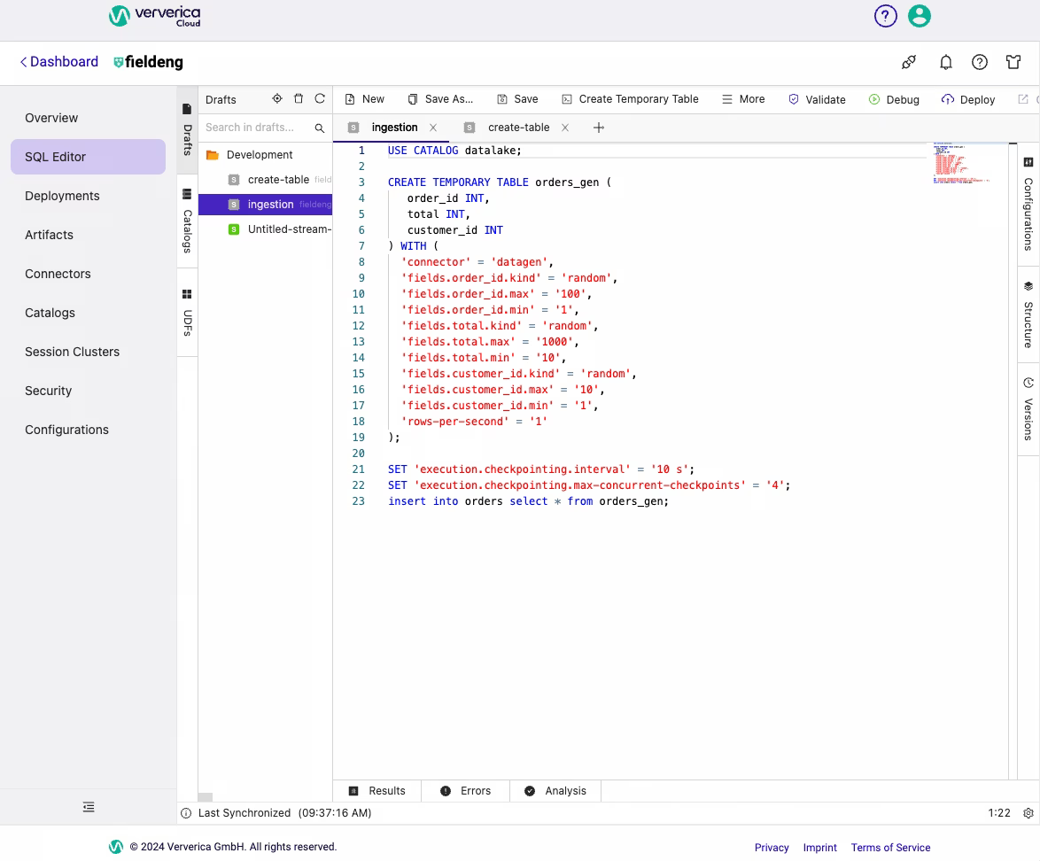 Figure 3. SQL Script to insert data into the “orders” table.