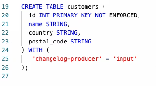 Figure 8. SQL Code to create a customer table.