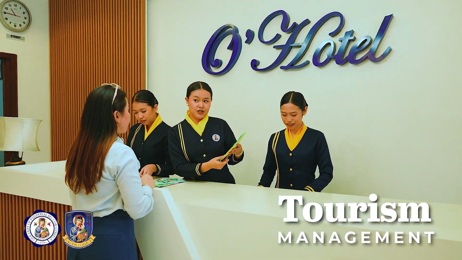 Photo of the tourism management students of the College of BMSE. The new College department of OLOPSC