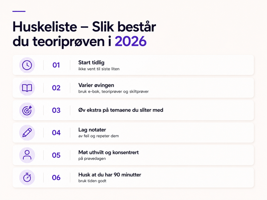 For å øke sjansen for å bestå er det lurt å kombinere både teori og praksis.