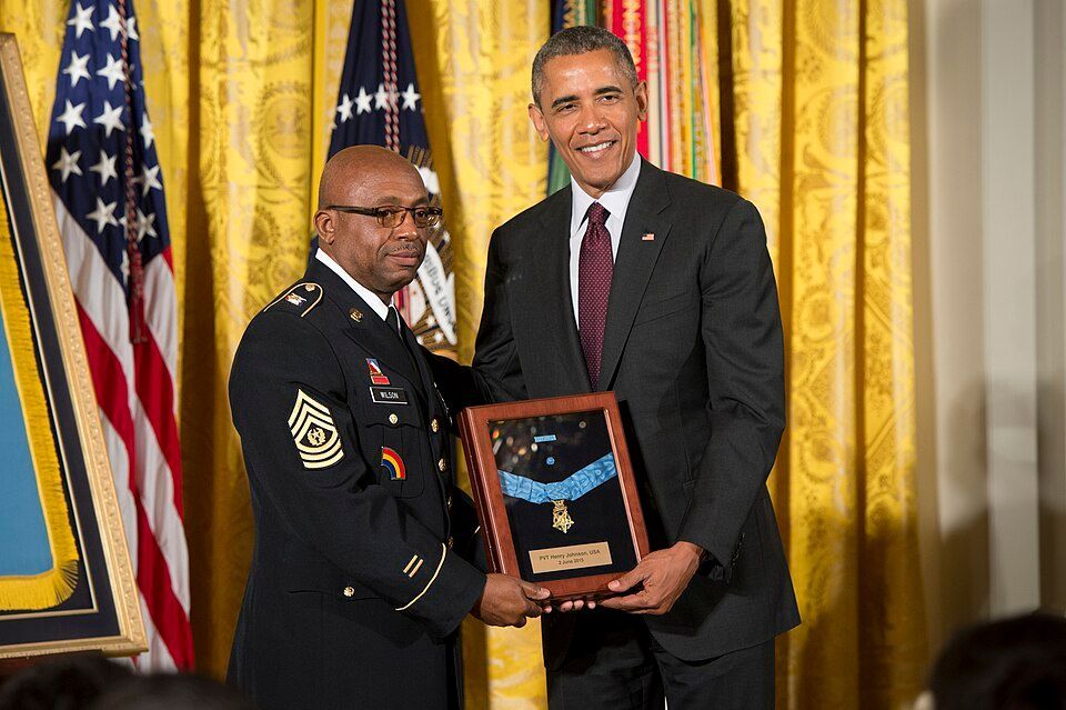 President Obama delivers the Medal of Honor to Henry Johnson's family