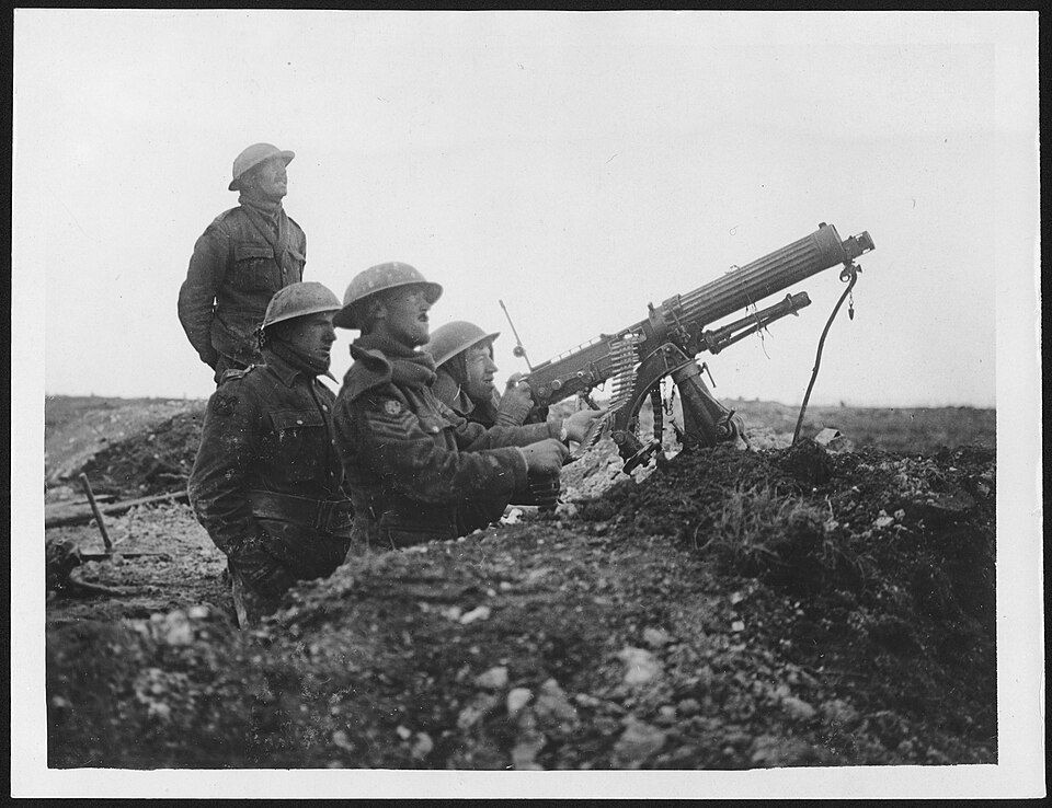 British Vickers Mk I machine gun — a refined Maxim chambered in .303 British that almost never broke