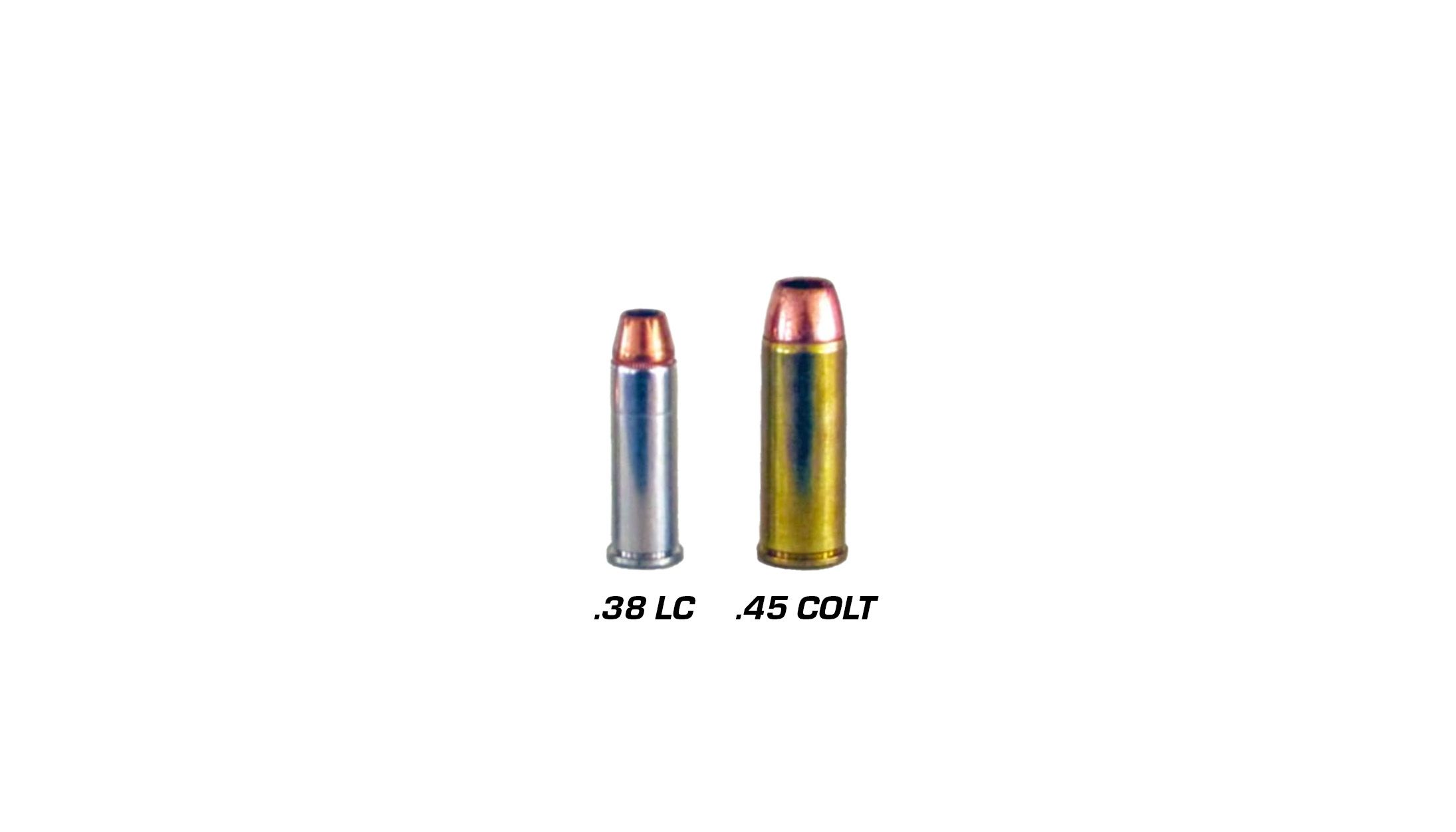 Comparison of .38 Long Colt and .45 Colt bullets