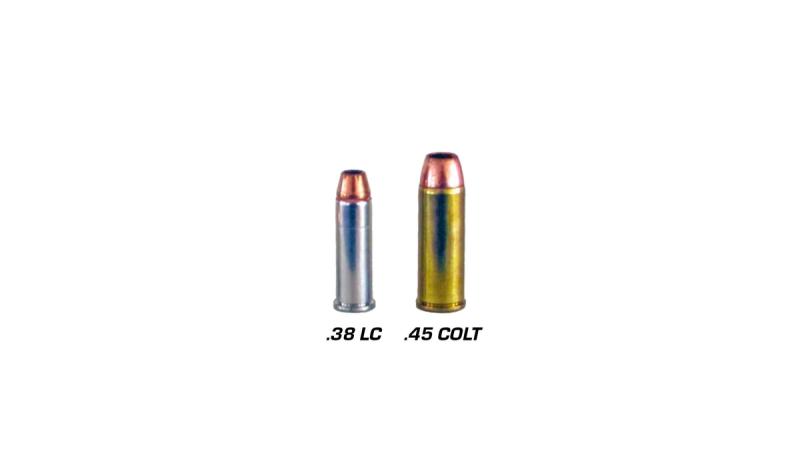 Comparison of .38 Long Colt and .45 Colt bullets