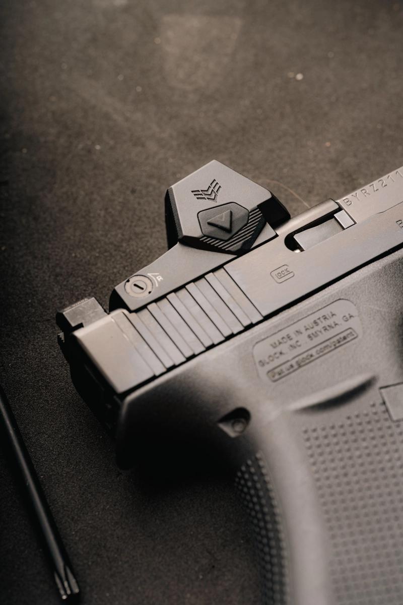 Glock 43X MOS with Swampfox Sentinel II, side profile showing low-profile direct mount