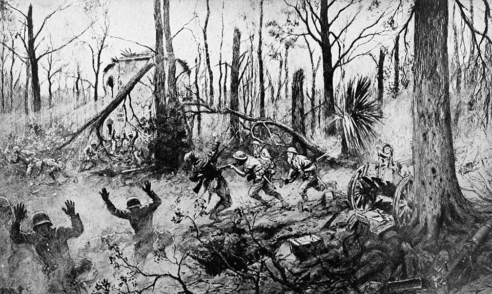 U.S. Marines in Belleau Wood, June 1918 — the wheat-field assault into MG 08 crossfires that gave the Corps the name Teufel Hunden