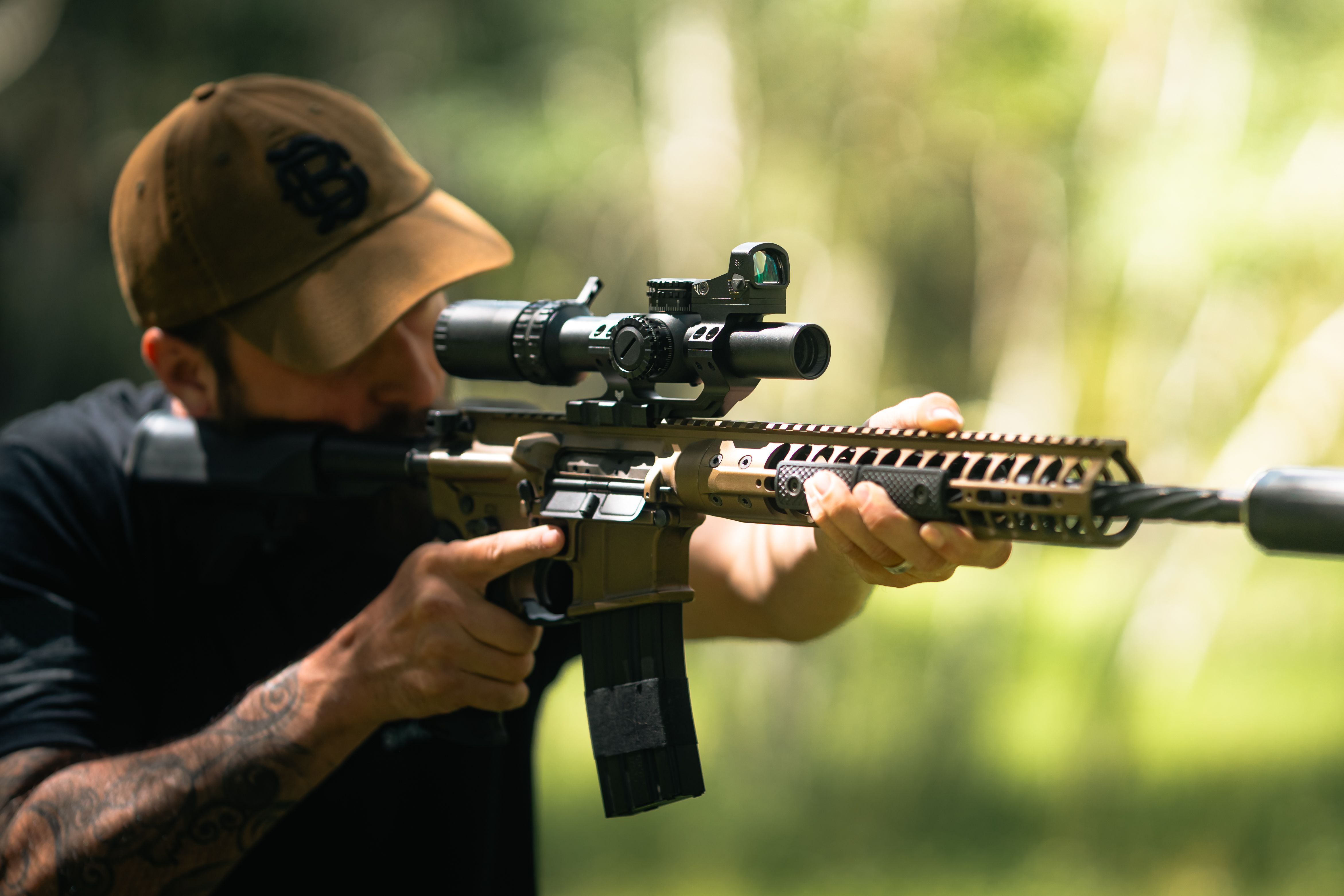 American Warrior Bundle rifle setup, lifestyle photo