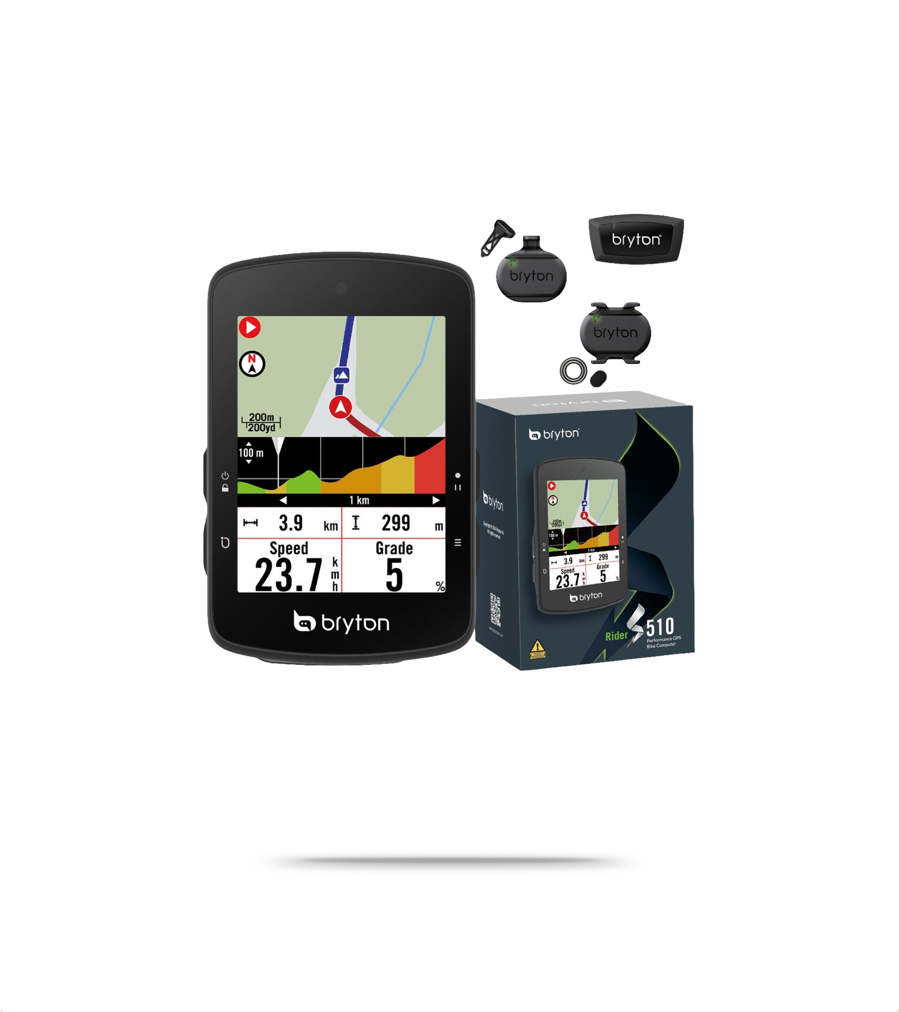 Rider S510 GPS Cycling Computer + Sensor Bundle