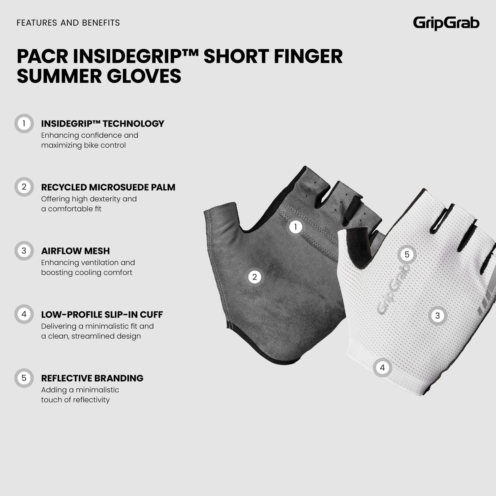 PACR InsideGrip Short Finger Summer Cycling Gloves