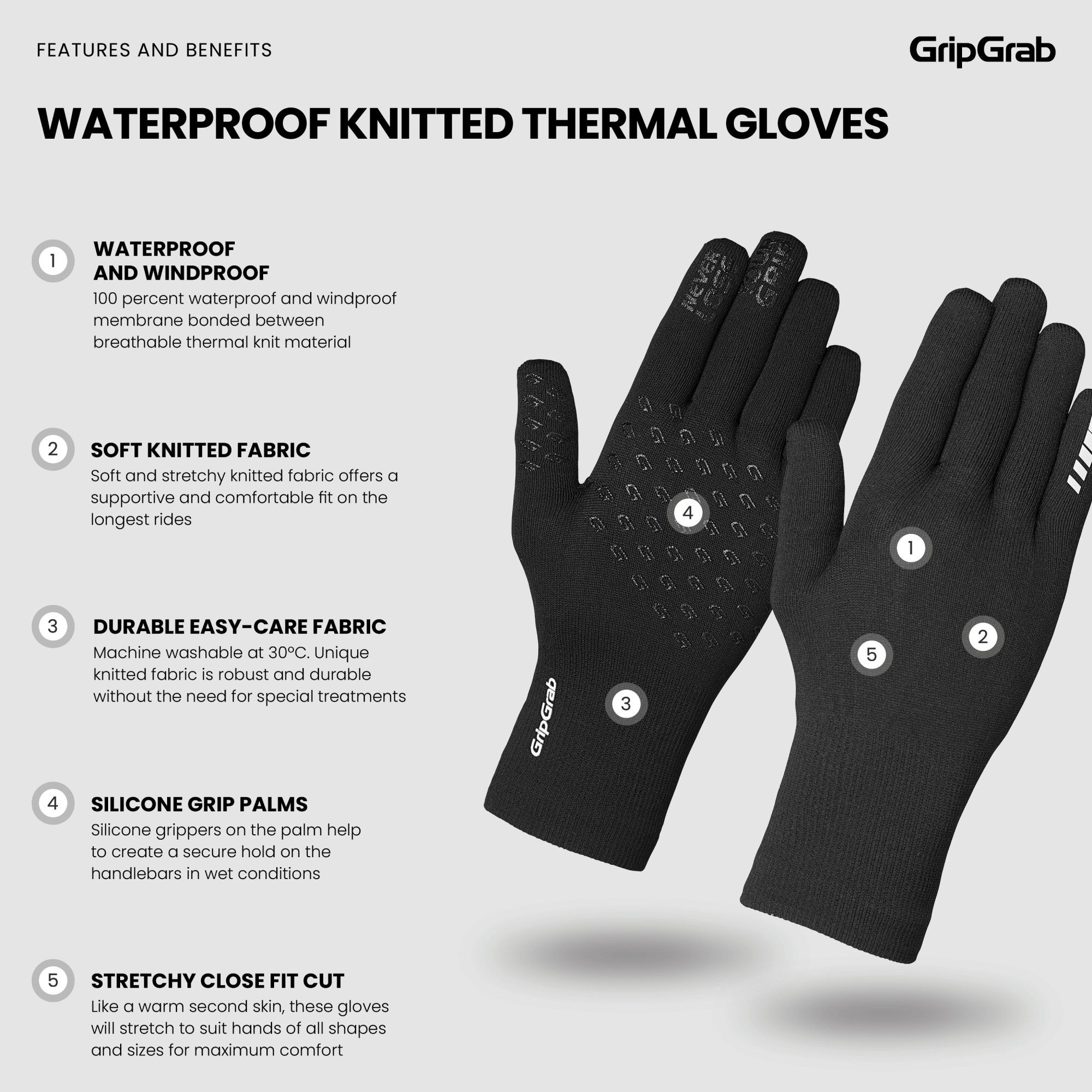 Waterproof Knitted Winter Cycling Gloves