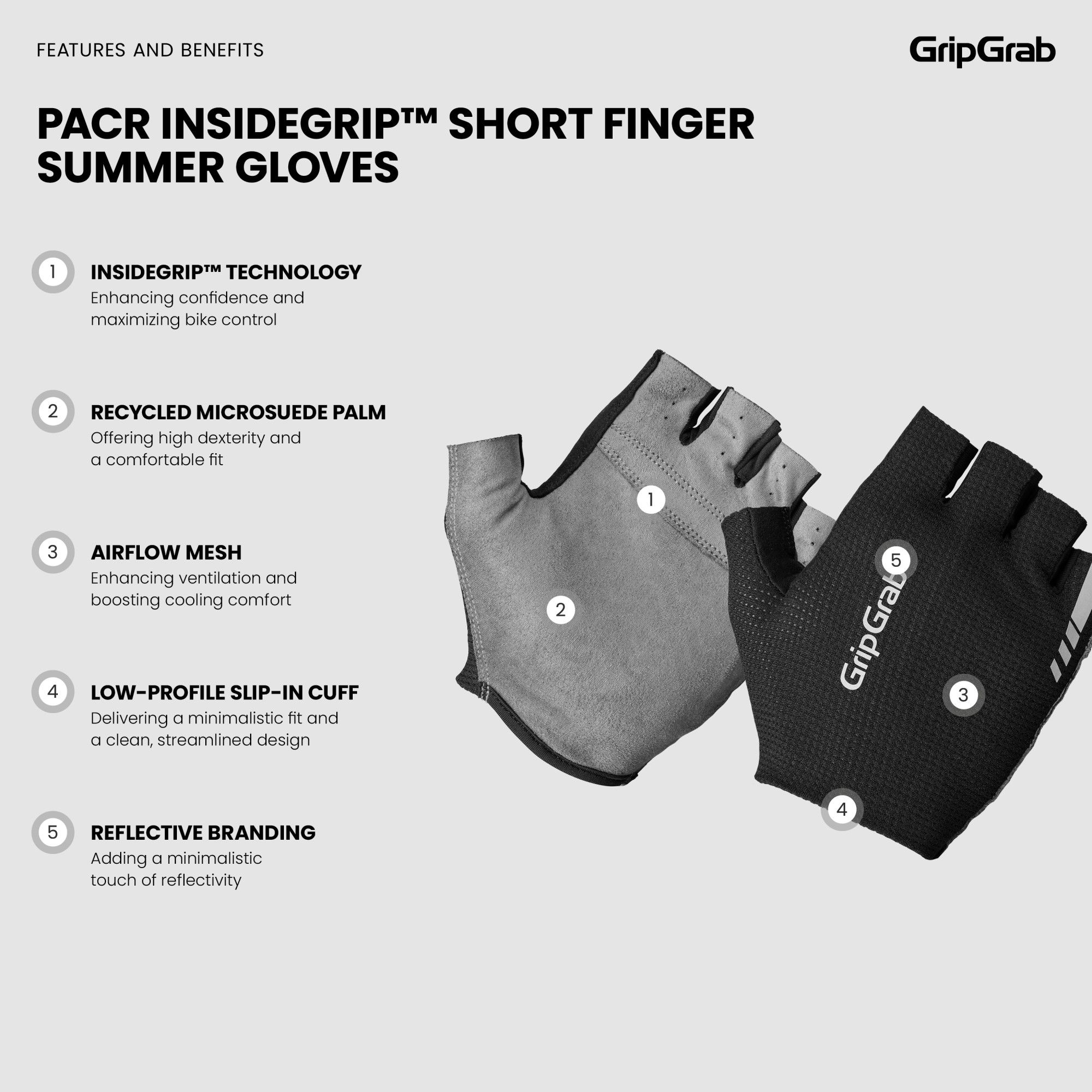 PACR InsideGrip Short Finger Summer Cycling Gloves