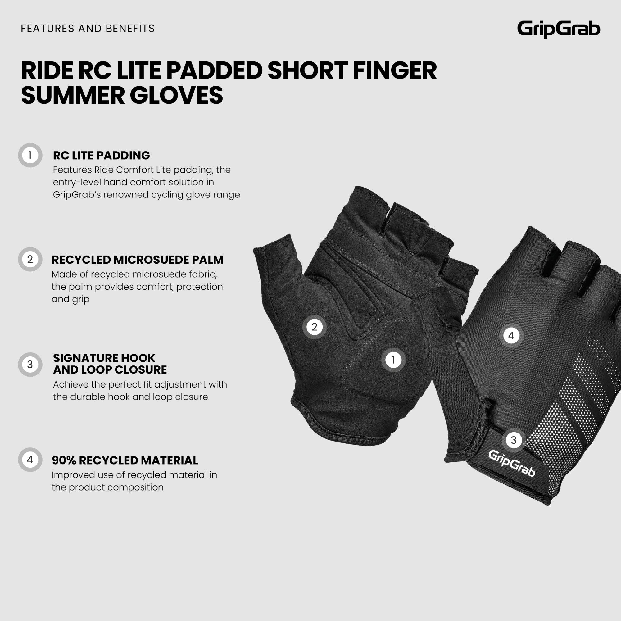 RIDE Lite Padded Short Finger Summer Cycling Gloves