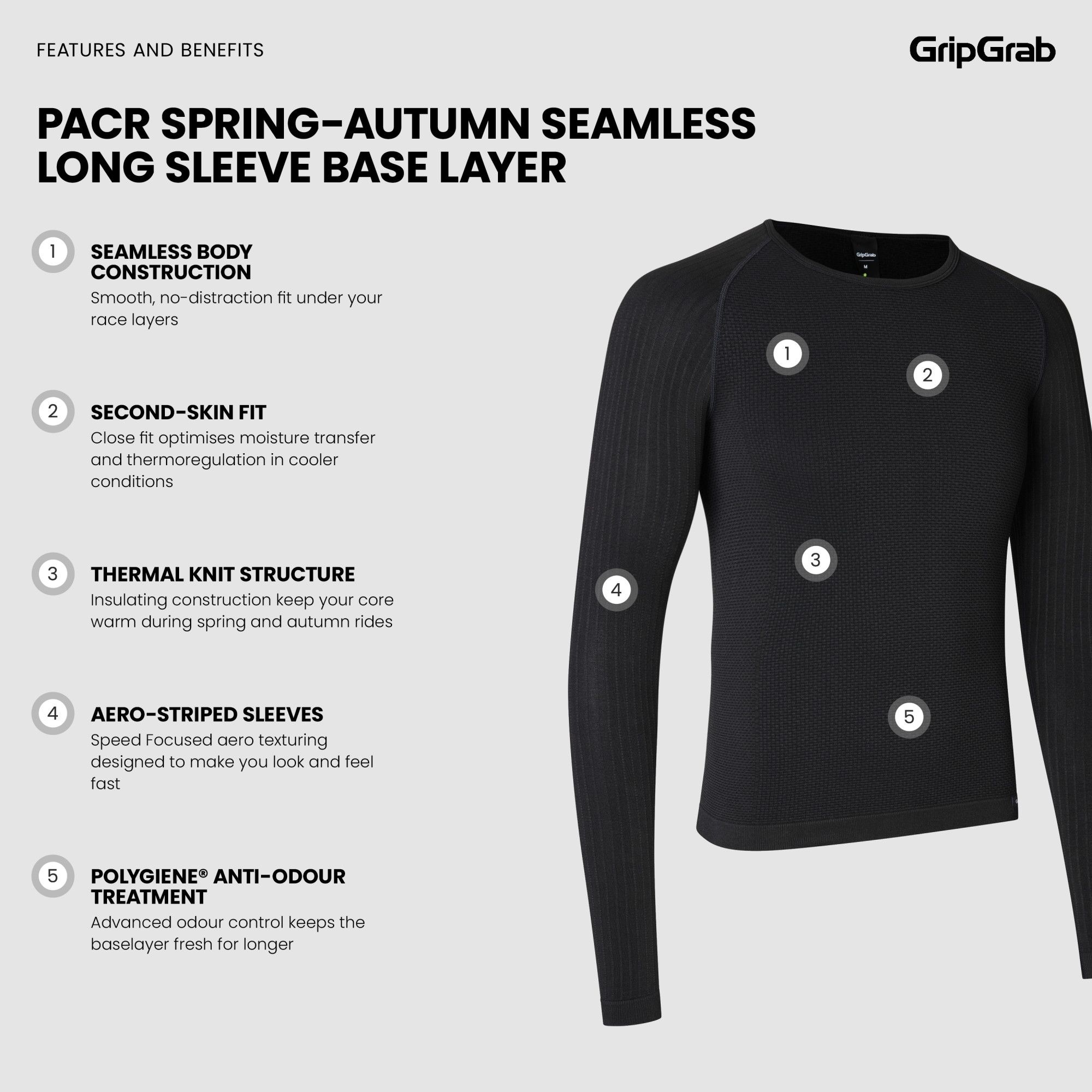 PACR Spring-Autumn Men's Seamless Long Sleeve Cycling Base Layer