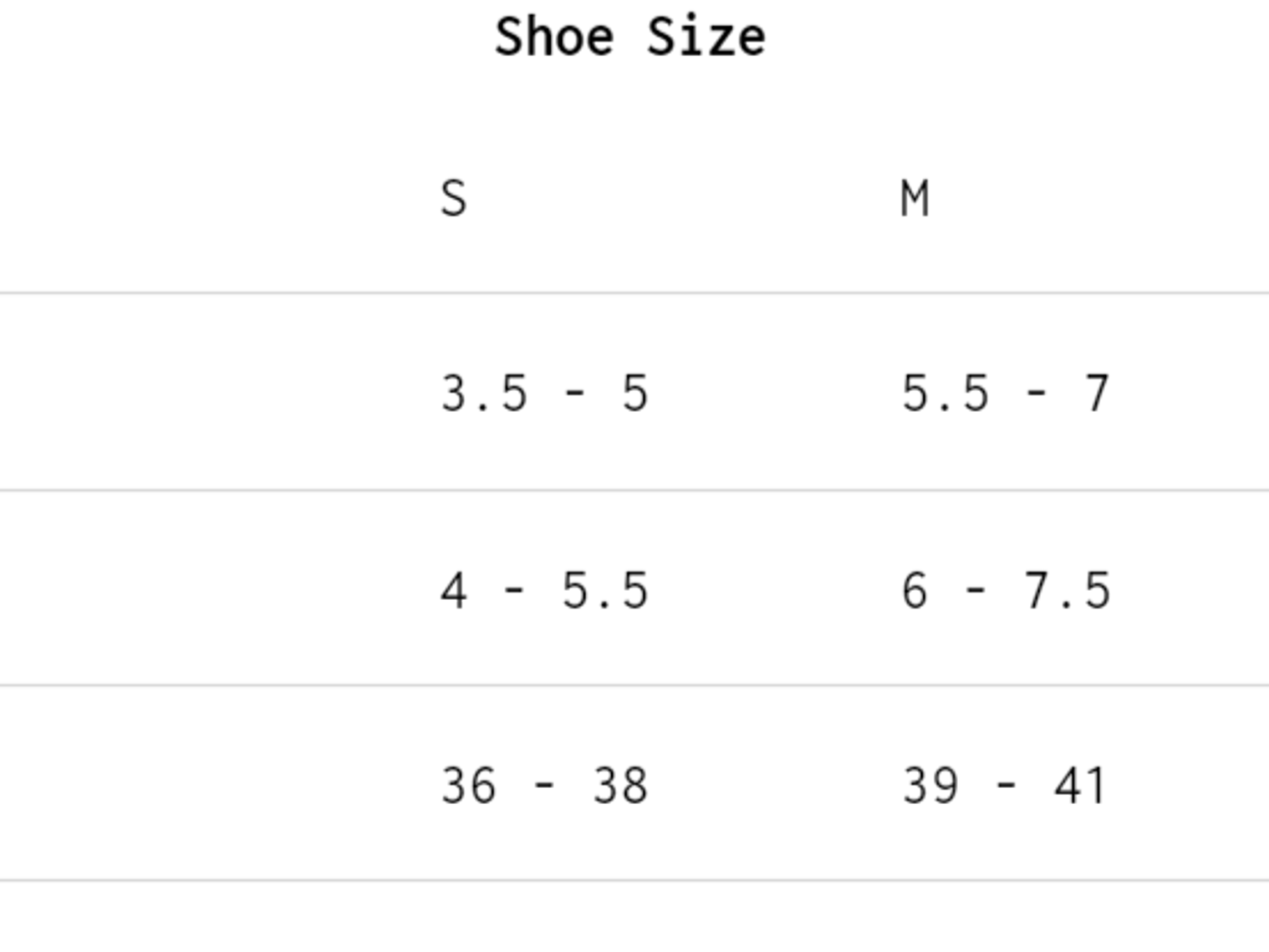 Rule 28 Sock & Over Shoes Size Guide
