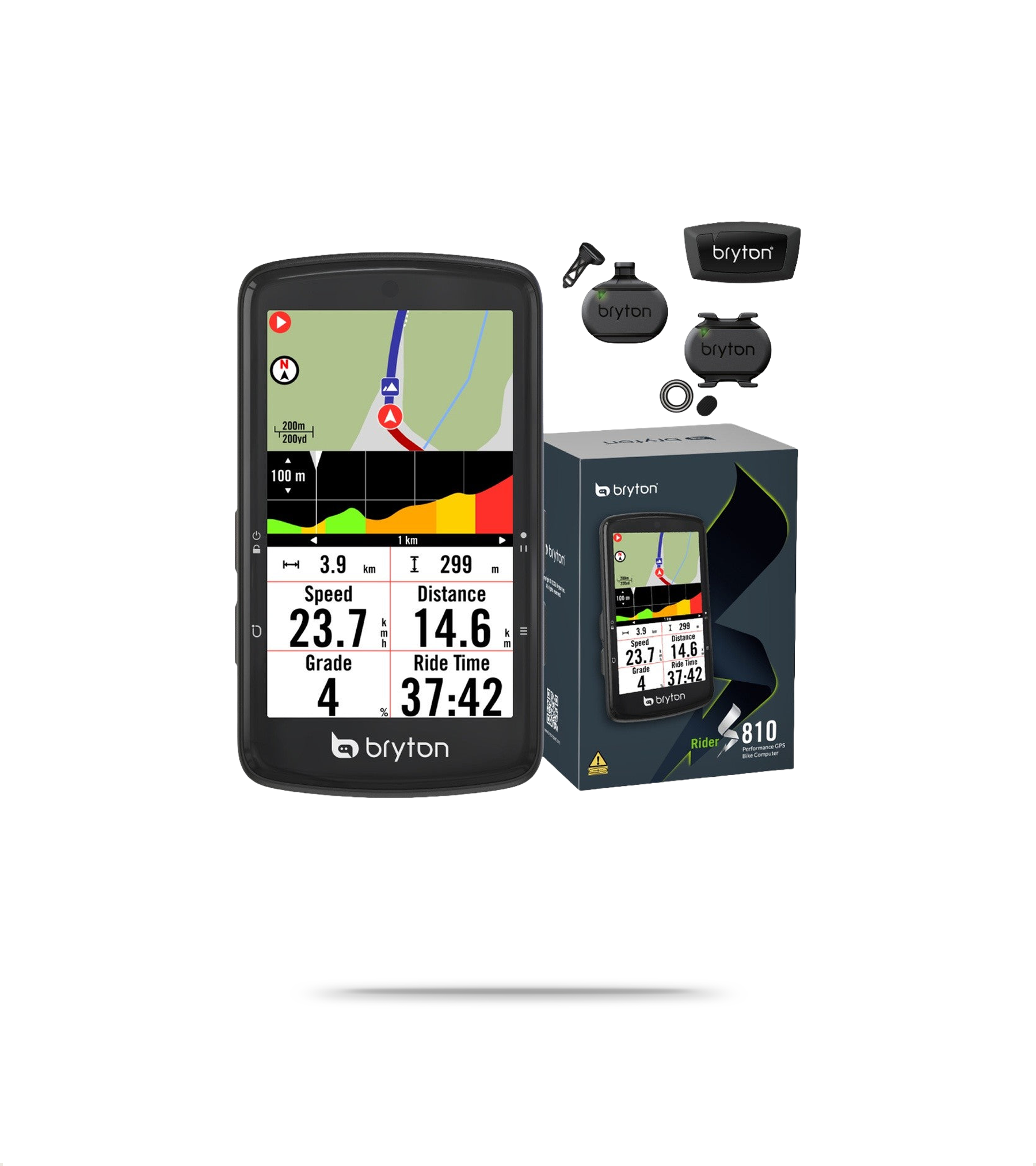 Rider S810 GPS Cycling Computer + Sensor Bundle