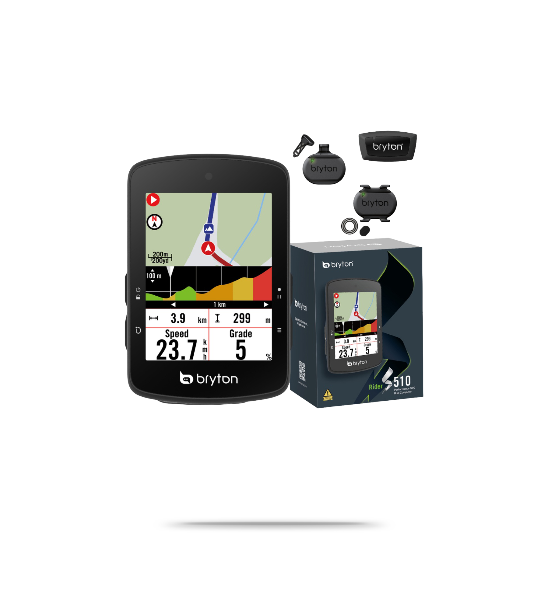 Rider S510 GPS Cycling Computer + Sensor Bundle