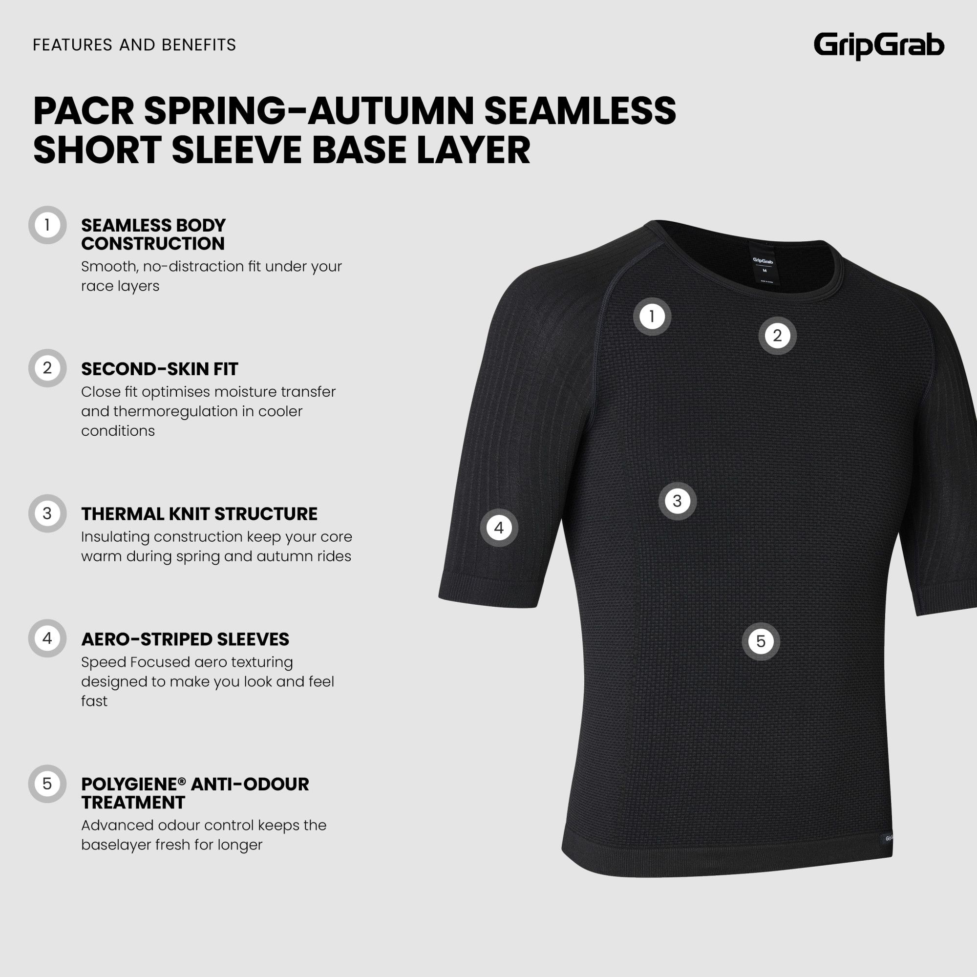 PACR Spring-Autumn Seamless Short Sleeve Base Layer