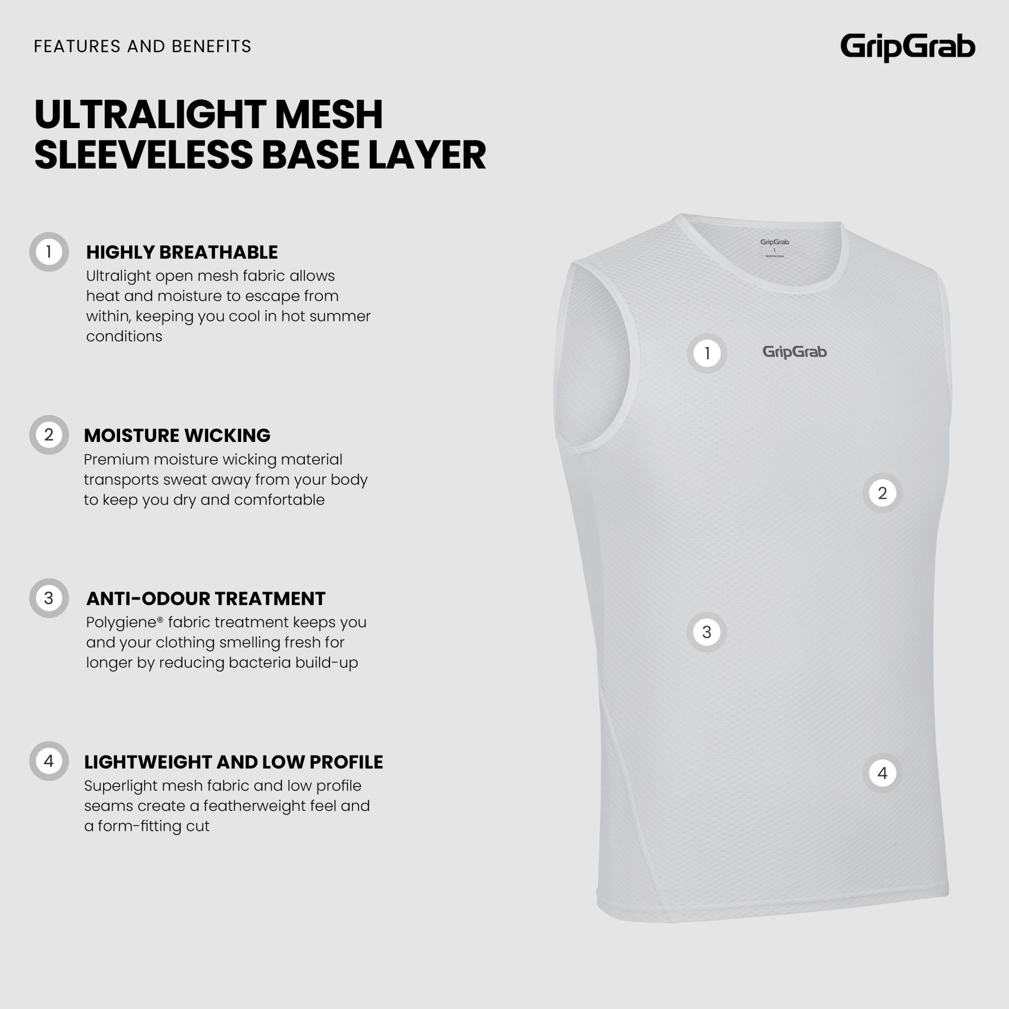 Ultralight Mesh Sleeveless Cycling Base Layer