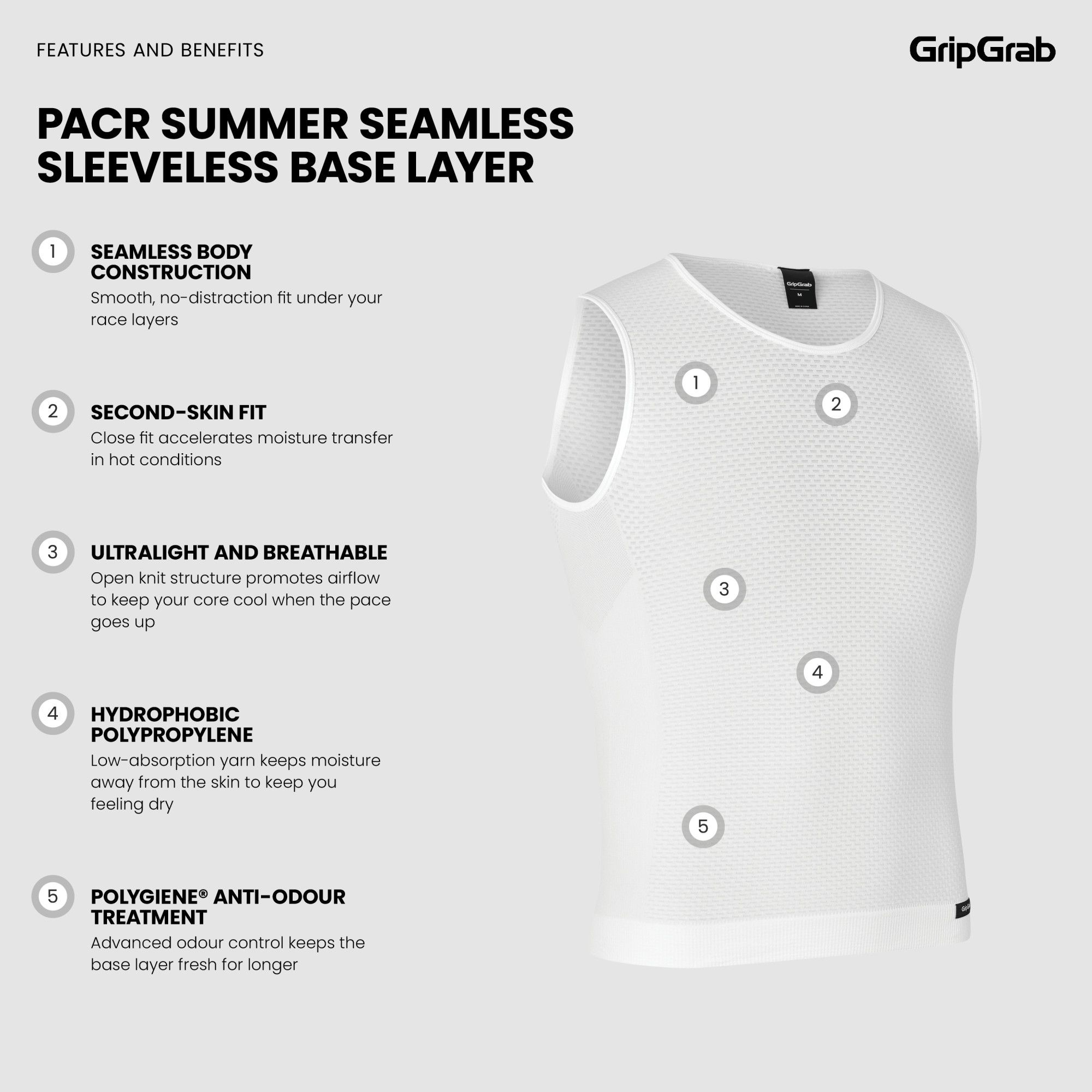 PACR Summer Men's Seamless  Sleeveless Cycling Base Layer