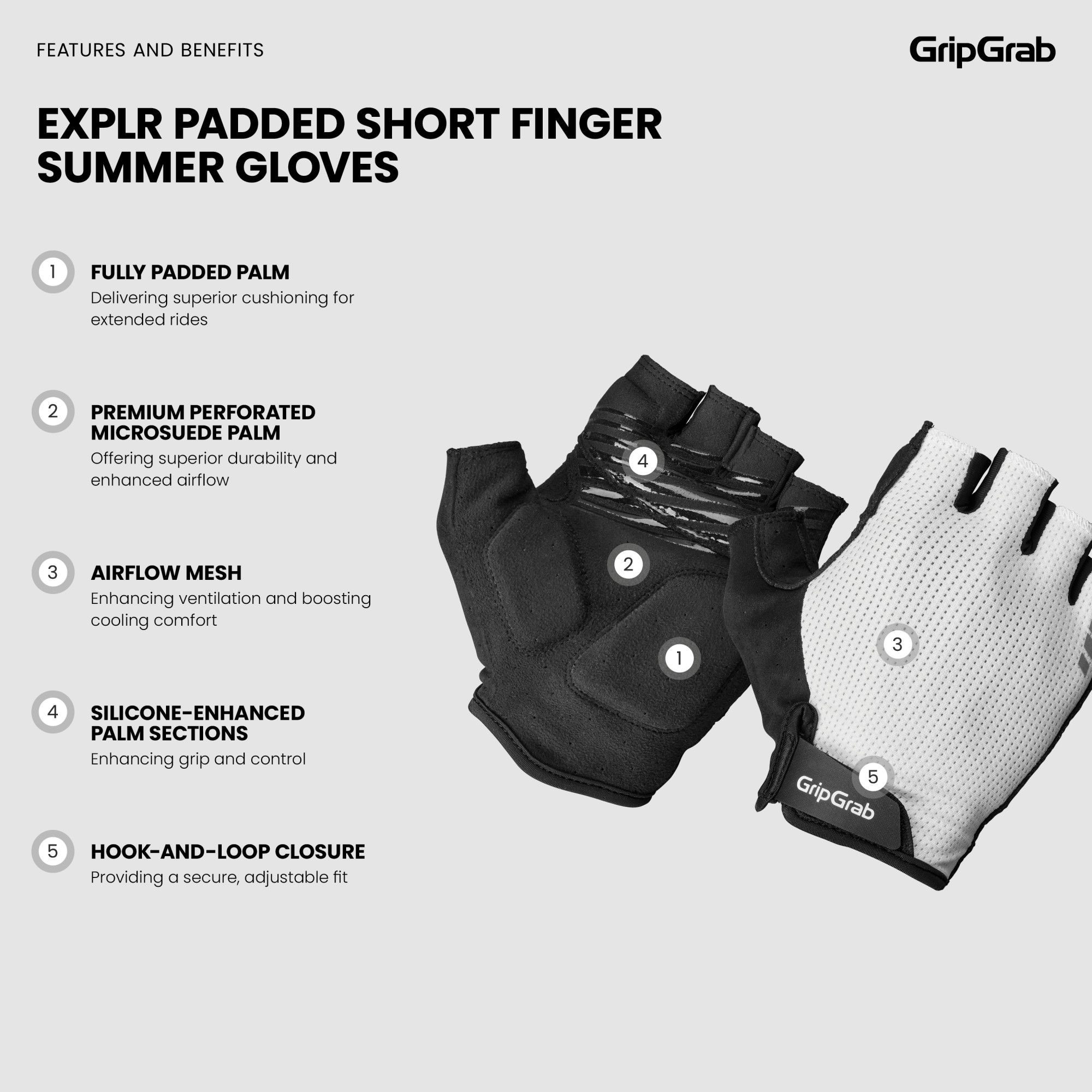 EXPLR Padded Short Finger Summer Cycling Gloves