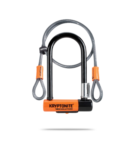 Evolution Mini-7 Lock with Cable + Flexframe Bracket Sold Secure Gold