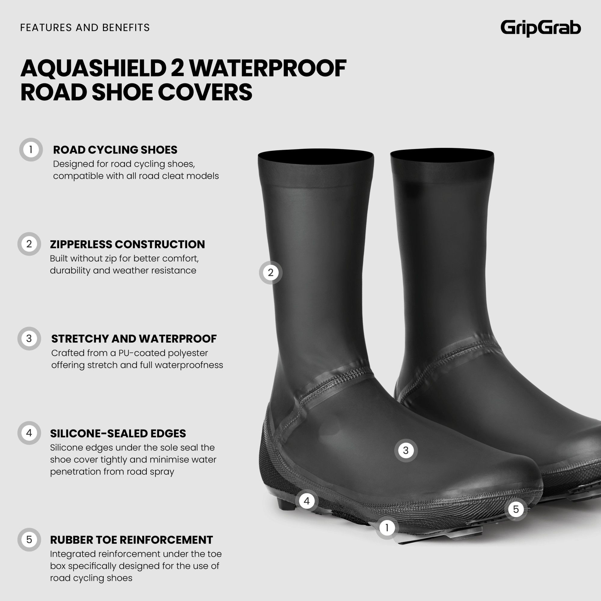 AquaShield 2 Waterproof Road Cycling Shoe Covers