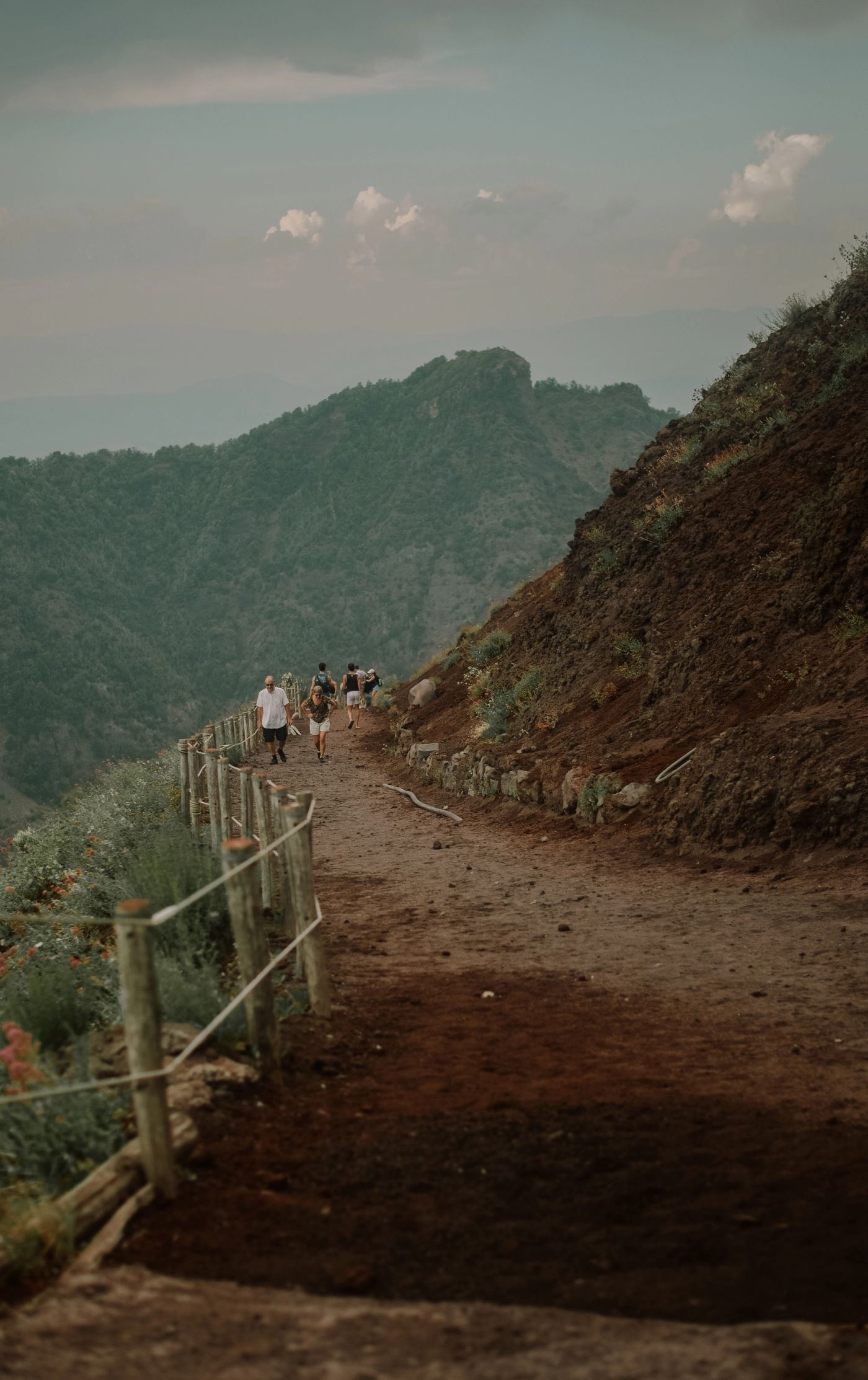 Hikers on the trail up Mount Vesuvius