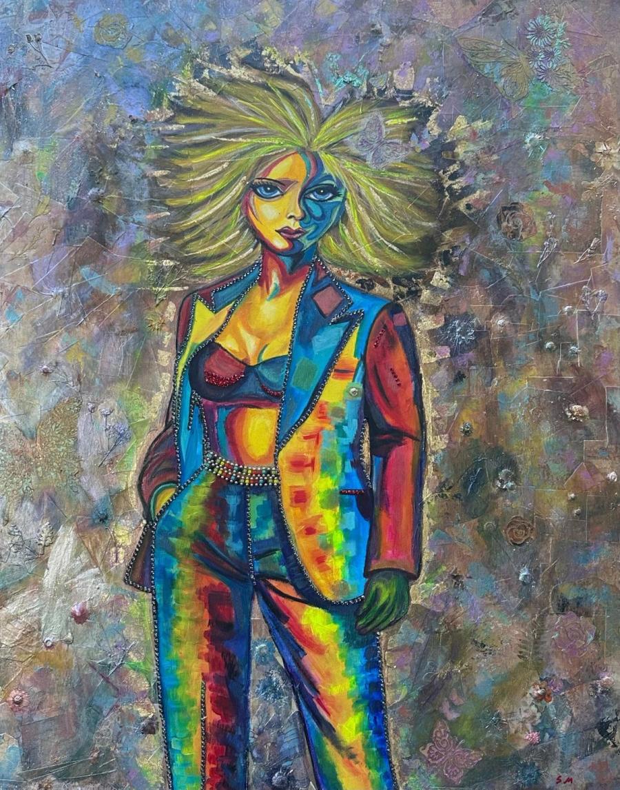 She Knows — Acrylic and mixed media on canvas