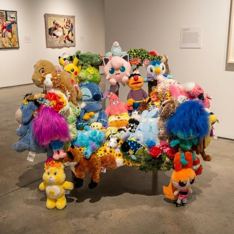 Soft Memories — Mixed media installation, found objects, plush toys