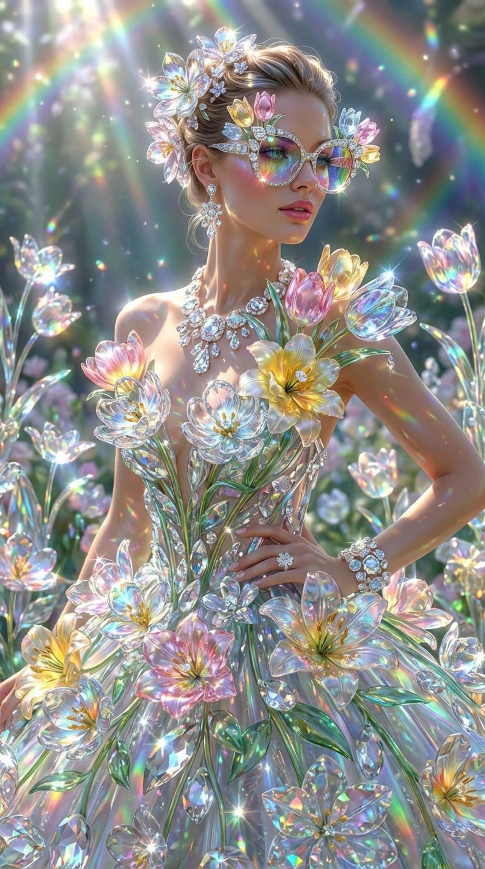 Crystal Bloom — AI artwork printed on glass