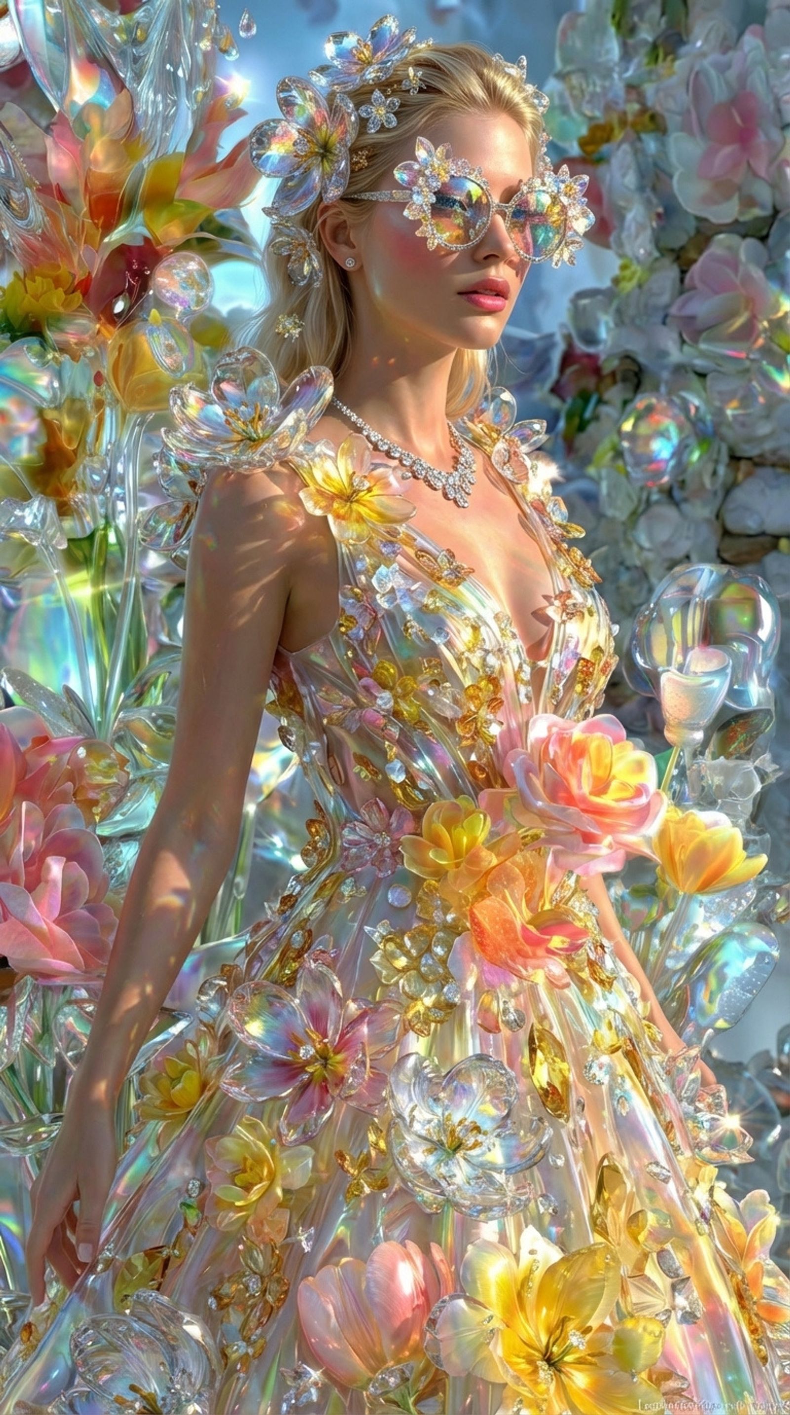 Crystal Garden — AI artwork printed on glass