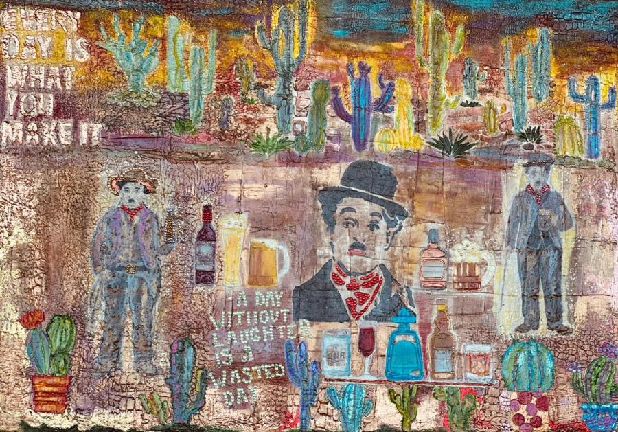 A Day Without Laughter — Mixed media on canvas