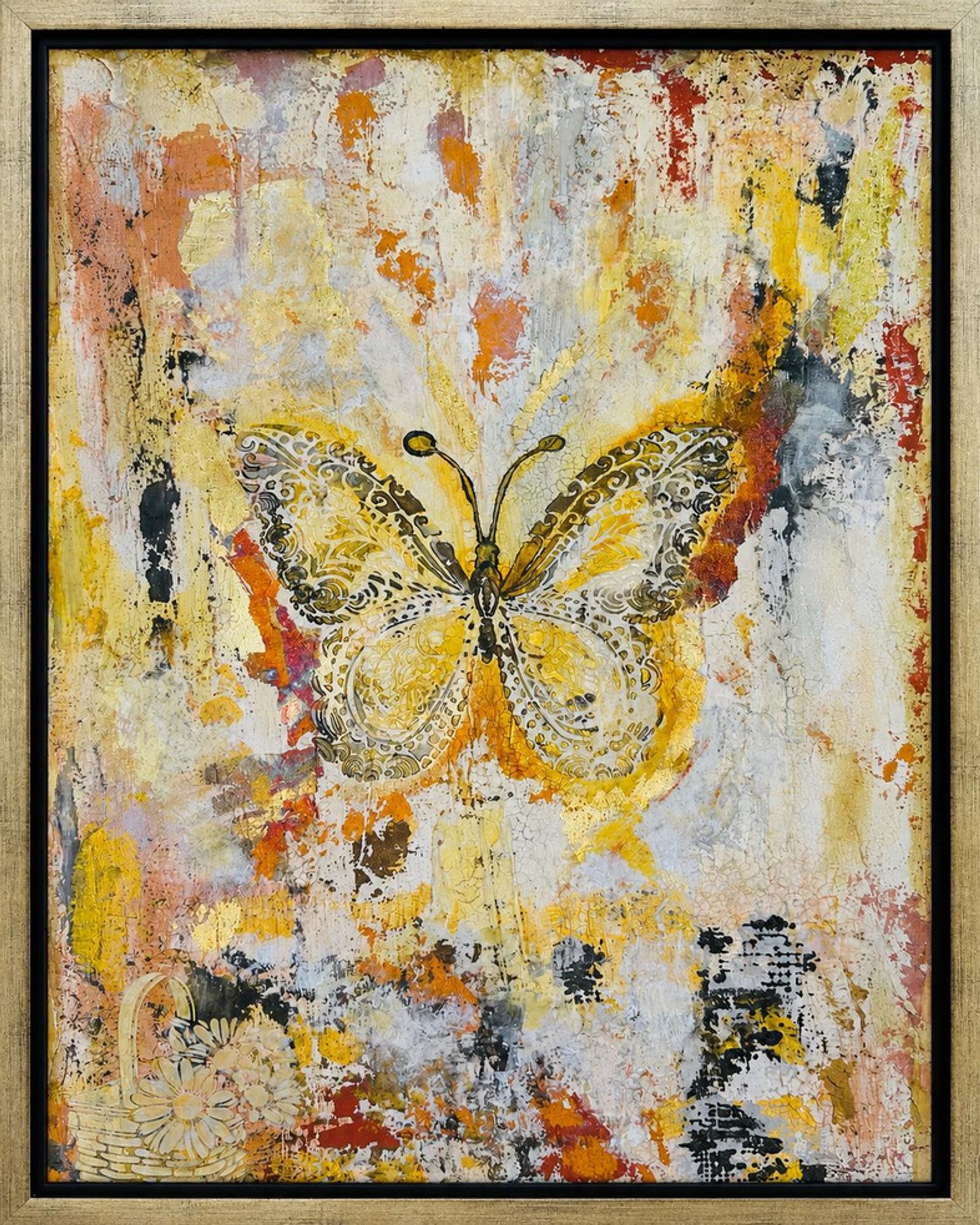 Golden Flight — Mixed media on canvas