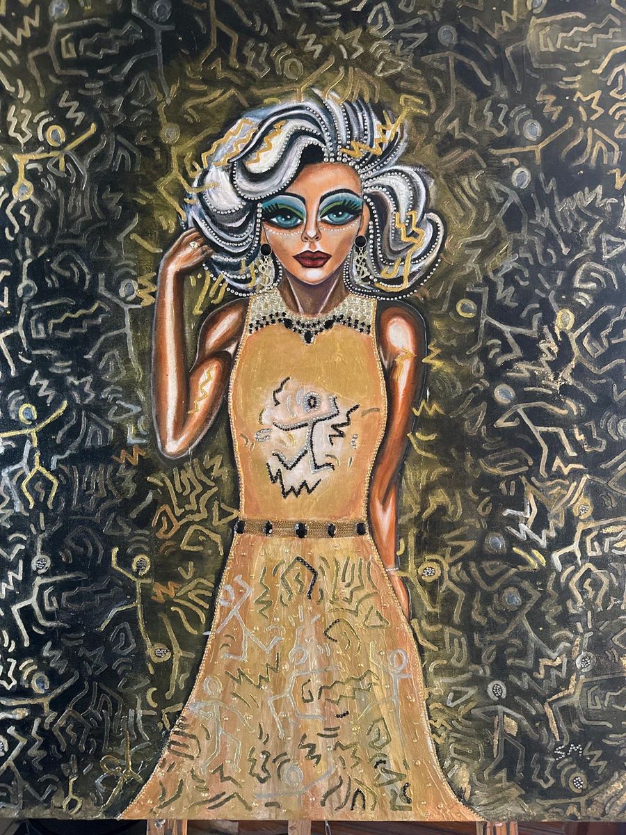 Golden Icon — Acrylic and mixed media on canvas