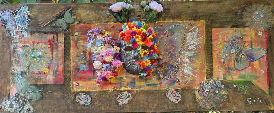 When Angels Are Near — Mixed media on canvas