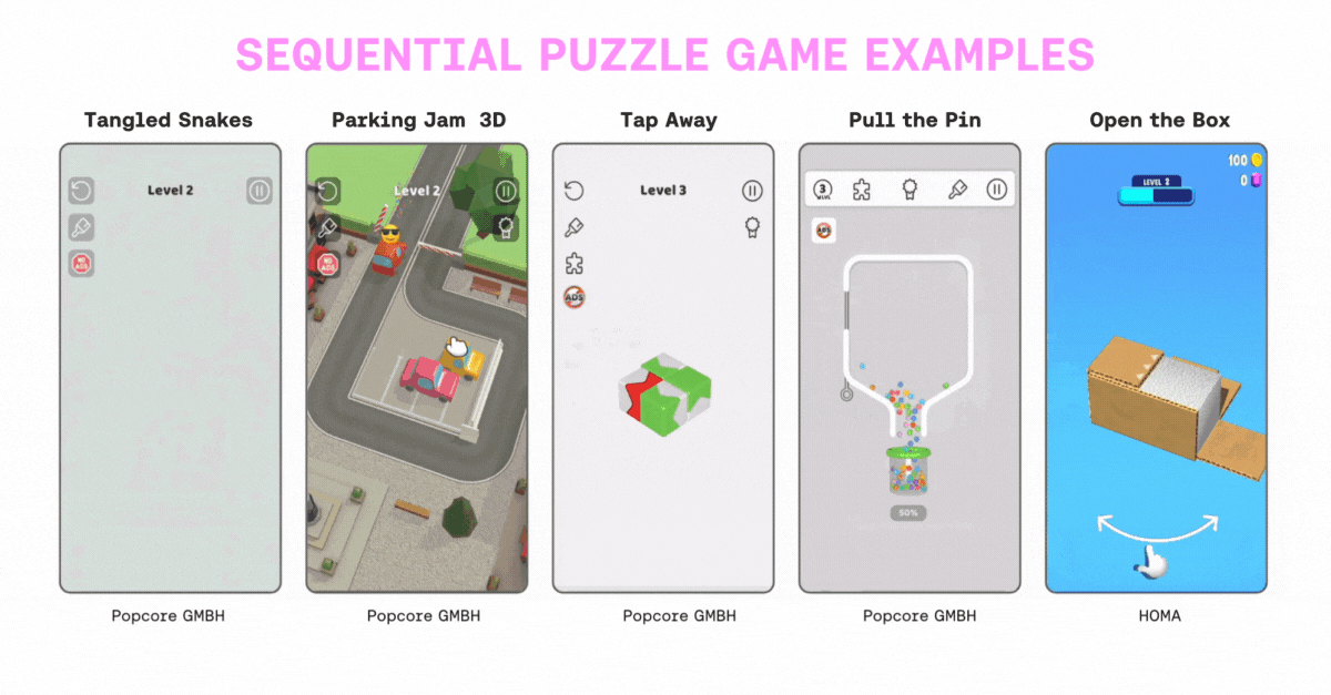 Sequential puzzle game examples