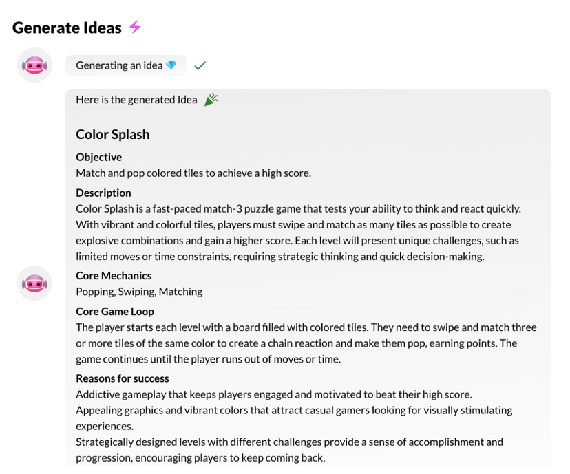 Homa Game Idea Generator Homa's GenAI Tool
