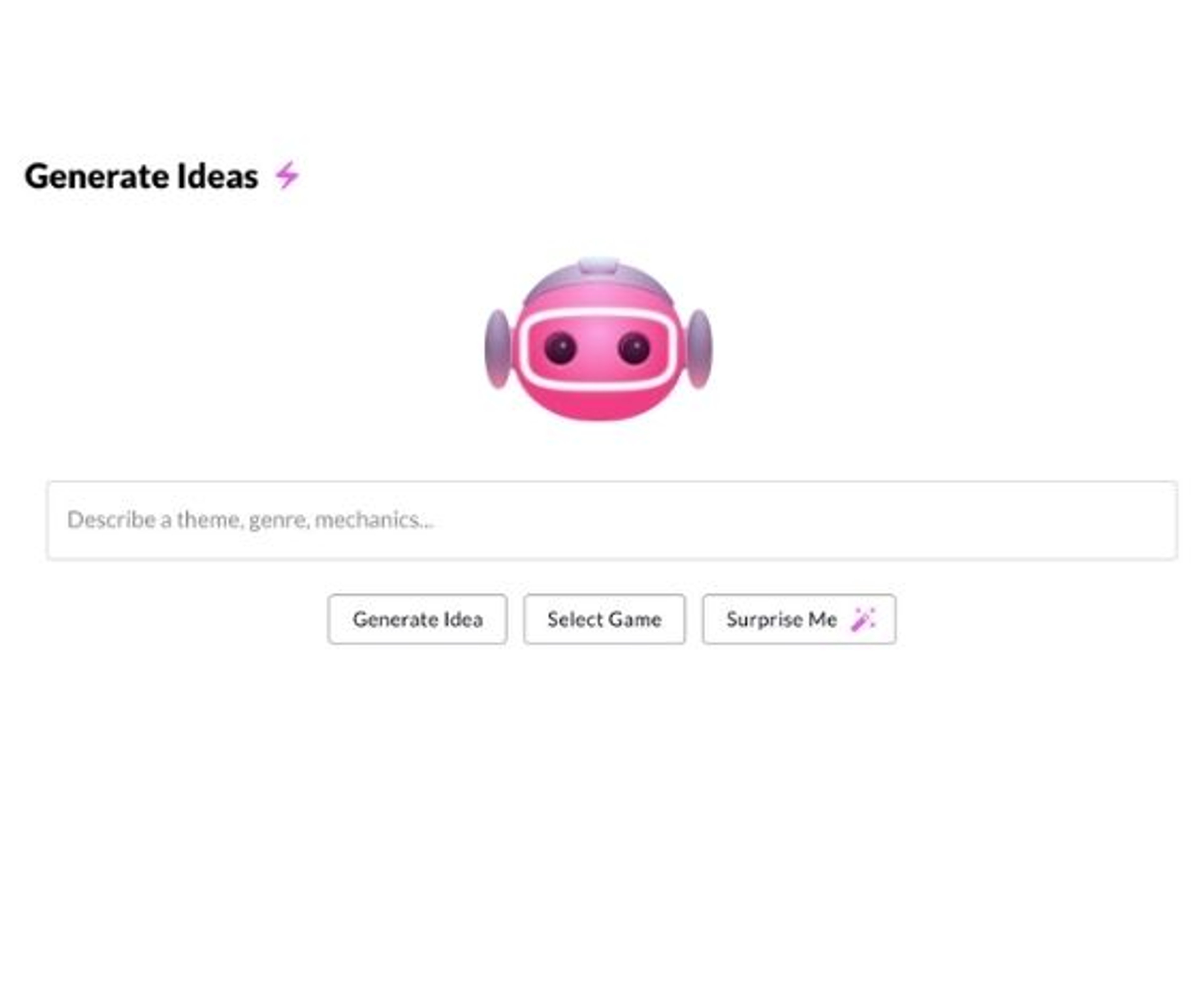 Generate ideas with game idea generator by Homa