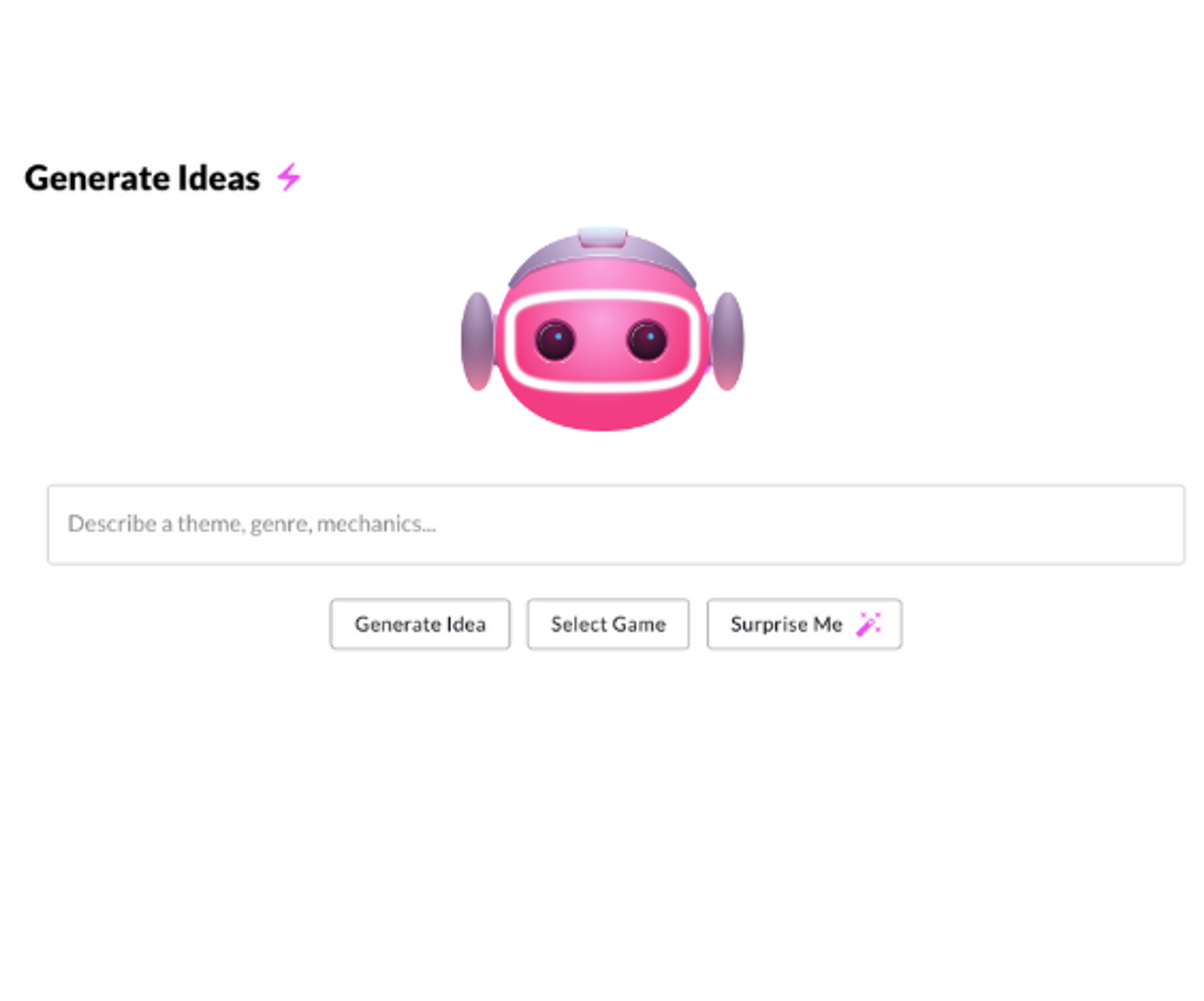 Generate ideas with game idea generator by Homa