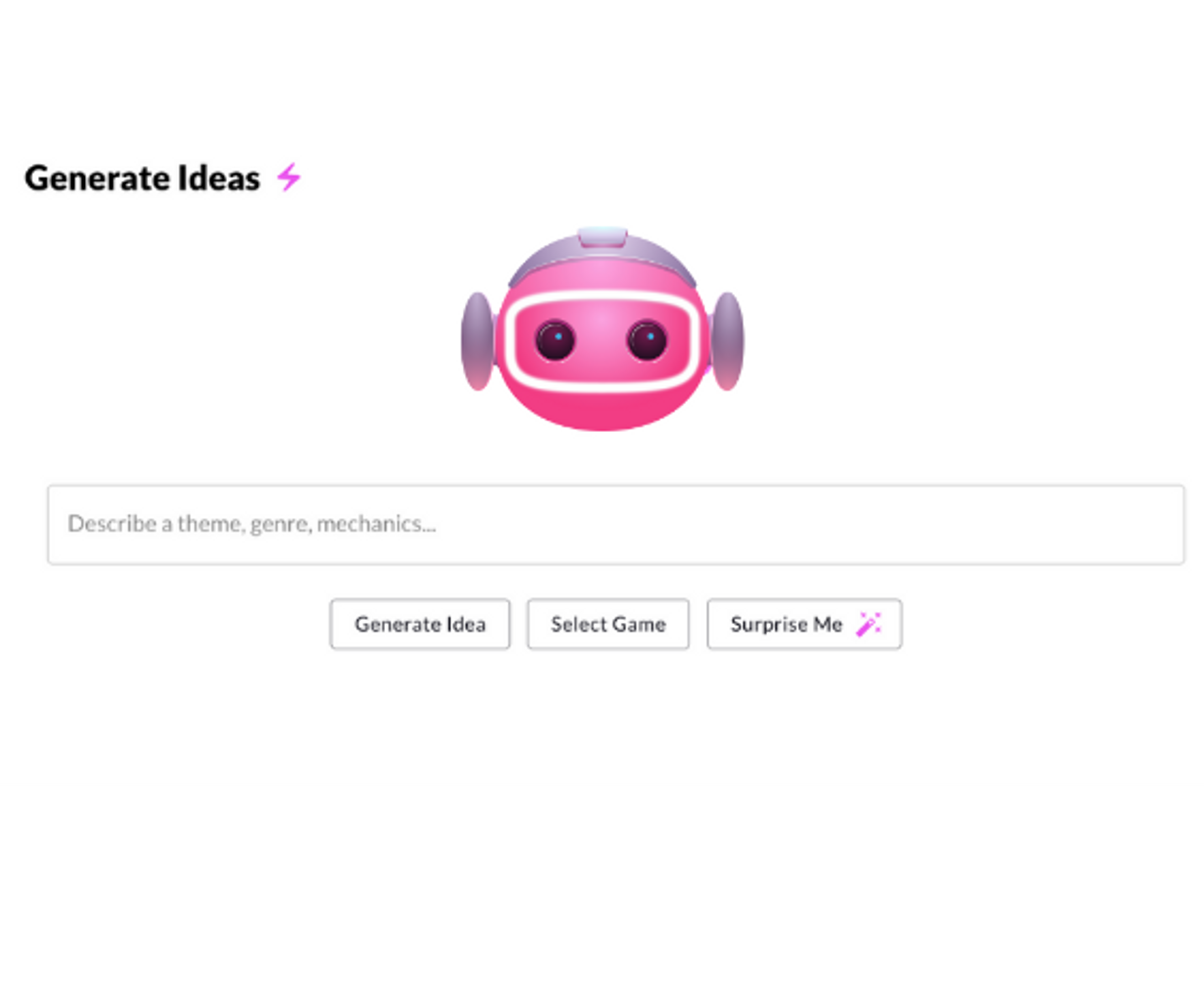 Generate ideas with game idea generator by Homa