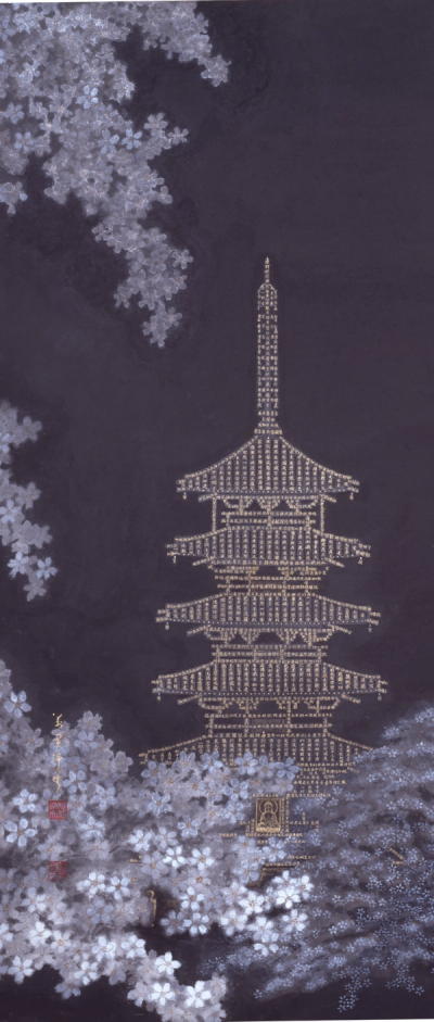 Five-Tier Pagoda and Night Sakura