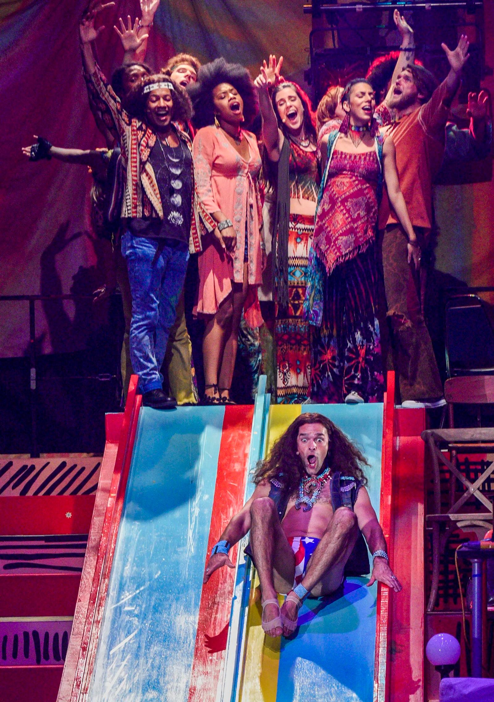 Chris Peluso as Berger and Tribe of DTC's Hair - Photo by Karen Almond.jpg