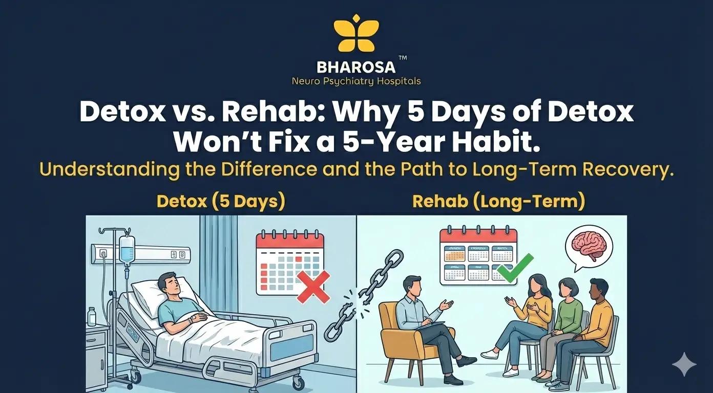 Detox and Rehab Psychiatry Programs in Hyderabad: Why 5 Days Can’t Treat a 5-Year Addiction | Bharosa Hospitals