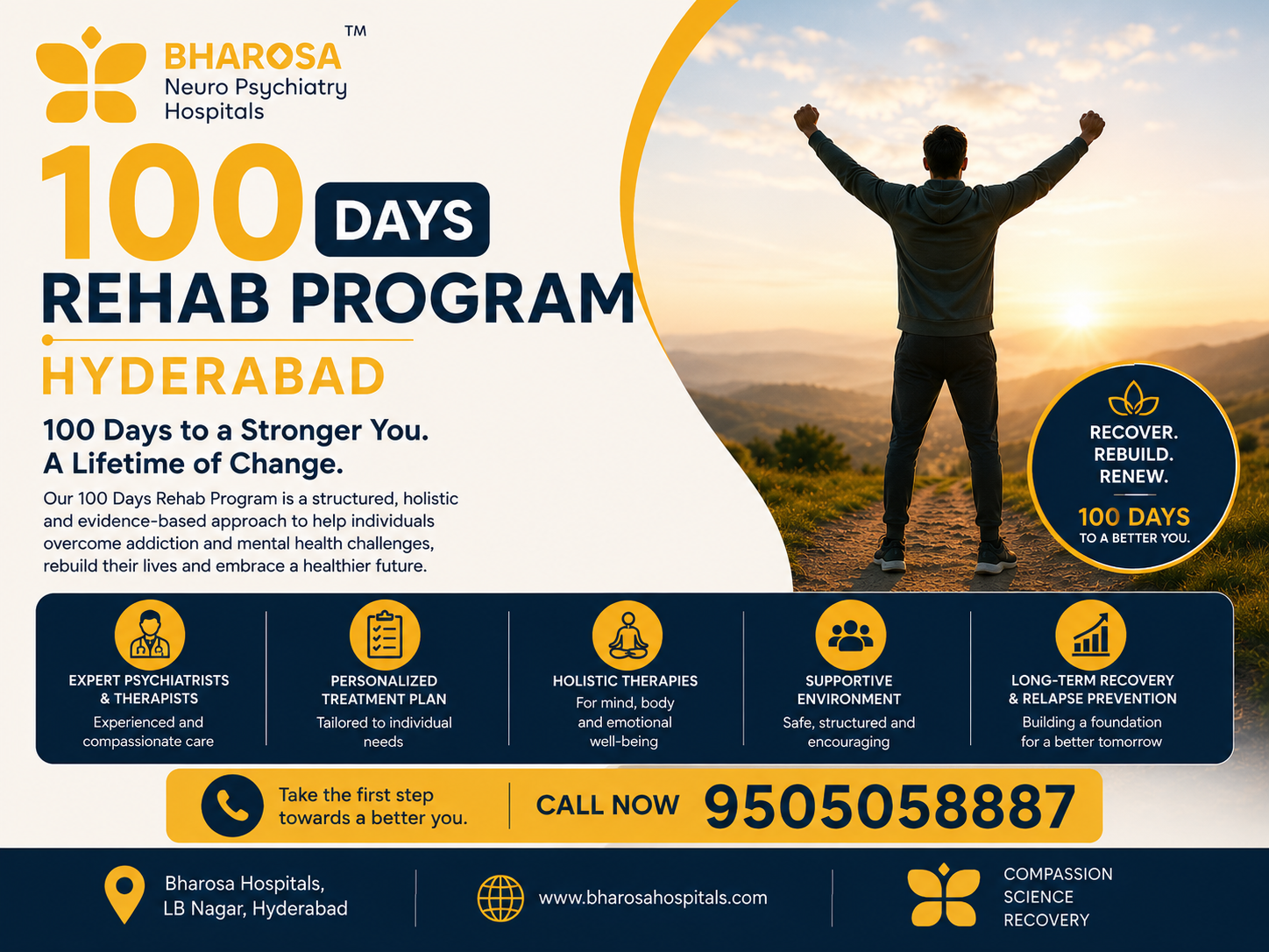 What Happens Inside a 100 Days Rehab Program Hyderabad? | Bharosa Hospitals