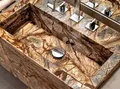 Rain Forest oymalı lavabo, dokulu desenli lüks banyo uygulaması